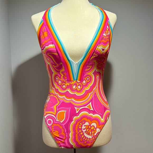 NWT Trina Turk Morning Sunrise plunge one piece - Picture 3 of 5